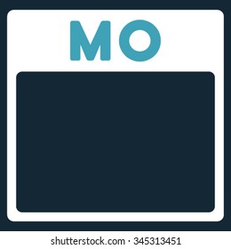 Monday vector icon. Style is bicolor flat symbol, blue and white colors, rounded angles, dark blue background.