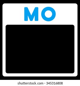Monday vector icon. Style is bicolor flat symbol, blue and white colors, rounded angles, black background.
