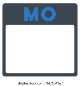 Monday vector icon. Style is bicolor flat symbol, smooth blue colors, rounded angles, white background.