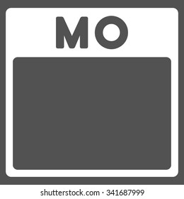 Monday vector icon. Style is flat symbol, white color, rounded angles, gray background.