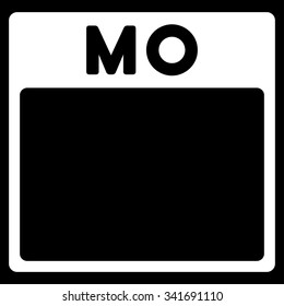 Monday vector icon. Style is flat symbol, white color, rounded angles, black background.