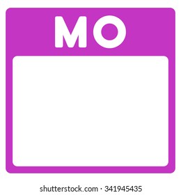 Monday vector icon. Style is flat symbol, violet color, rounded angles, white background.