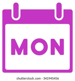 Monday vector icon. Style is flat symbol, violet color, rounded angles, white background.