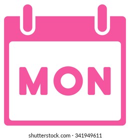 Monday vector icon. Style is flat symbol, pink color, rounded angles, white background.