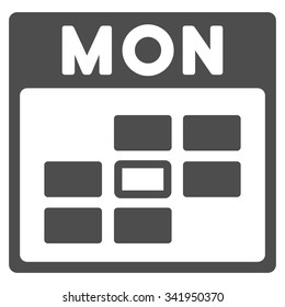 Monday vector icon. Style is flat symbol, gray color, rounded angles, white background.