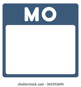Monday vector icon. Style is flat symbol, blue color, rounded angles, white background.