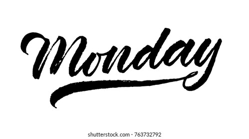 Monday Vector Ink Lettering Calligraphy Brushpen Stock Vector (Royalty ...