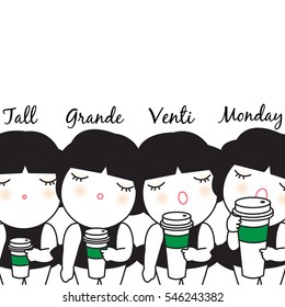 Monday Vibes Concept Character Paper Note illustration