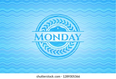 Monday water wave concept emblem background.