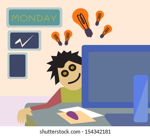 Monday worker sleeping on working desk.