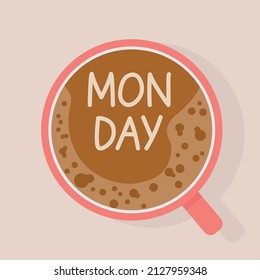 monday written on coffee foam- vector illustration