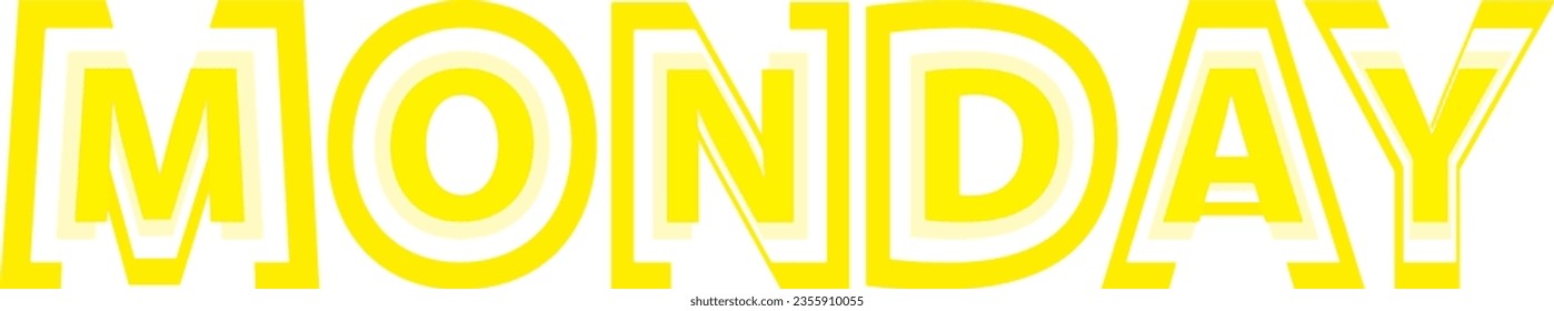 Monday yellow word, isolated on white background, vector illustration.