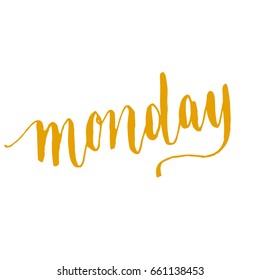 Monday.Handwriting font by calligraphy process with color background that for the letter or special card.
