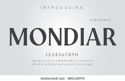 Mondiar Elegant alphabet letters font and number. Typography fonts regular uppercase and lowercase. vector illustration