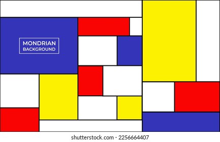 Estilo de arte mondriano patrón abstracto fondo rojo azul amarillo blanco