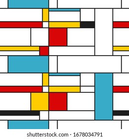 Mondrian geometric style art - seamless modern simple pattern. Textile or gift paper design.