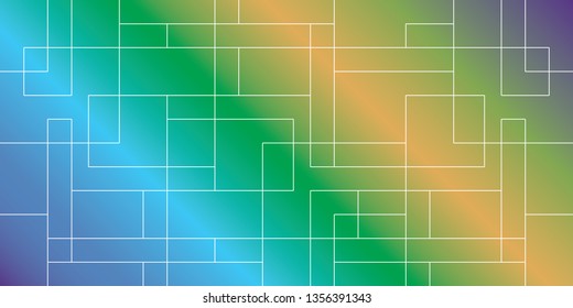 Mondrian line pattern vector. Design overlap square shape white on colorful background. Design print for illustration, textile, wallpaper, background. Set 4