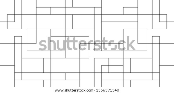 モンドリアンの線のパターンのベクター画像 白い背景にデザインの重なり合う正方形 イラスト 繊維 壁紙 背景にデザインプリント セット1 のベクター画像素材 ロイヤリティフリー 1356391340