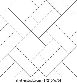 Mondrian pattern vector. Design diagonal mosaic tile of line black on white background. Design print for illustration, textile, texture, wallpaper, artwork, background. Set 6