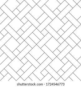 Mondrian pattern vector. Design diagonal mosaic tile of line black on white background. Design print for illustration, textile, texture, wallpaper, artwork, background. Set 9