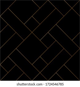 Mondrian pattern vector. Design diagonal mosaic tile of line gradient gold on black background. Design print for illustration, textile, texture, wallpaper, artwork, background. Set 7