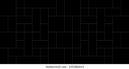 Mondrian pattern vector. Design landscape line square white on black background. Design print for illustrations, photo, collage, wallpaper, background. Set 2