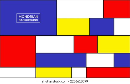 Mondrian style abstract seamless shapes color pattern poster background
