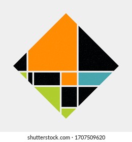 Mondrian Style Art Colorful Logo Design Illustration