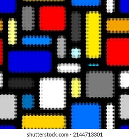 Mondrian style design pattern. . Seamless vector pattern.