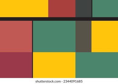 Estilo mondriano del arte de patrones. Colores de diseño rojo, amarillo, negro . Impresión de diseño para ilustración, textil, obra de arte, fondo, fondo. Establecer 5