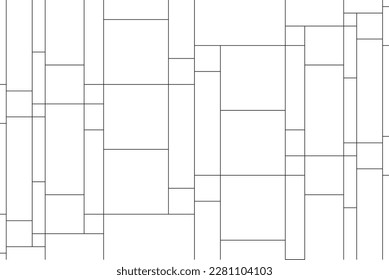 Mondrian of style pattern. Design lines black and white colors. Design print for illustration, textile, texture, wallpaper, background, architecture. Set 1