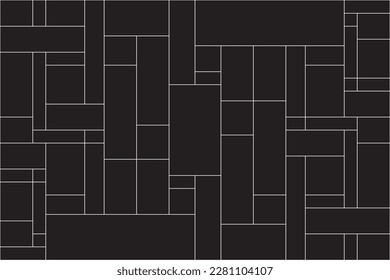 Mondriano de patrón de estilo. Líneas de diseño de colores blanco y negro. Diseño impreso para ilustración, textil, textura, papel pintado, fondo, arquitectura. Establecer 4