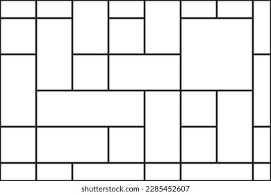 Mondrian style of pattern vector. Design random of white and black. Design print for illustration, texture, textile, wallpaper, background. Set 8