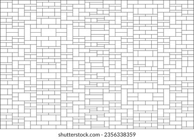 Mondrian style of pattern vector. Design mosaic lines black on white background. Design print for illustration, textile, texture, wallpaper, background. Set 5