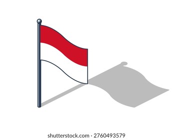 Monegasque flag isometric vector illustration with shadow Monegasque flag