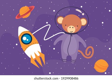 moneky Astronauten im Weltraum