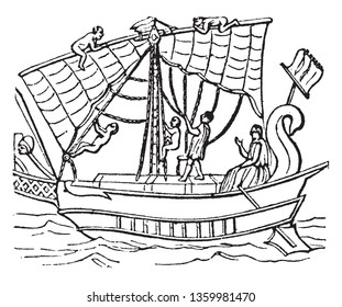 Moneris is the middle part of the deck in most ships of war appears to have been raised above the bulwark, vintage line drawing or engraving illustration.