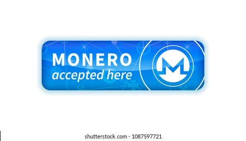 Monero accepted here, bright glossy badge isolated on white
