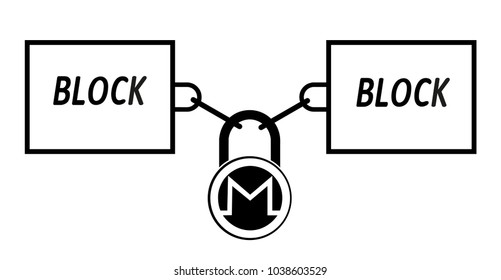 monero block chain technology icon,vector disign,disign concept on a white background ,interlocking the blocks with each other using the lock code