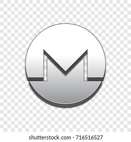 Monero coin symbol isolated web vector icon. Monero coin trendy 3d style vector icon. Raised symbol illustration. Monero coin crypto currency sign.