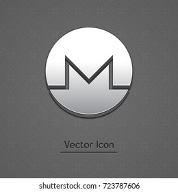 Monero coin symbol isolated web vector icon. Monero coin trendy 3d style vector icon. Raised symbol illustration. Monero coin crypto currency sign.