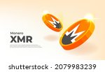 Monero Coin (XMR) crypto currency themed banner. XMR icon on modern black color background.