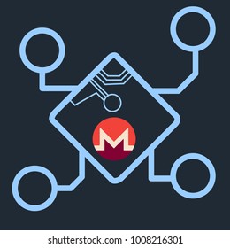 monero crypto currency in computer CIP concept icon vector design