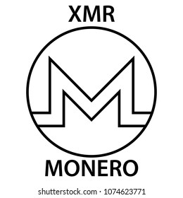 Monero cryptocurrency blockchain icon. Virtual electronic, internet money or cryptocoin symbol, logo