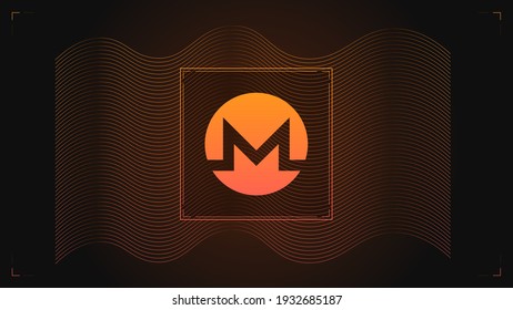 Monero kryptowährendes farbiges Farbverlauf-Logo auf dunklem Hintergrund mit flacher Linie.