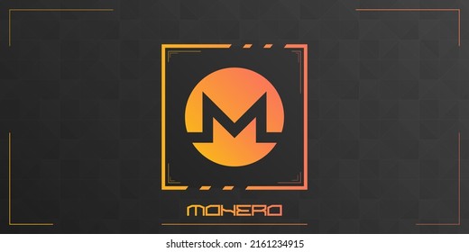 Monero cryptocurrency colorful logo on dark background with triangles pattern decoration. Vector illustration.