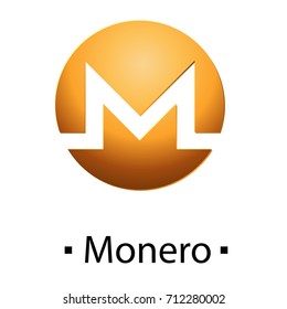 Monero cryptocurrency golden icon. Vector illustration isolated on white background.