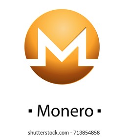 Monero cryptocurrency golden icon. Vector illustration isolated on white background.