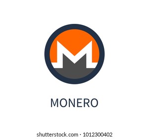 Monero cryptocurrency icon, image consisting of initial letter and headline, popular system of e-commerce, vector illustration isolated on white