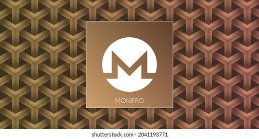 Monero cryptocurrency logo isolated on colorful volumetric pattern background.